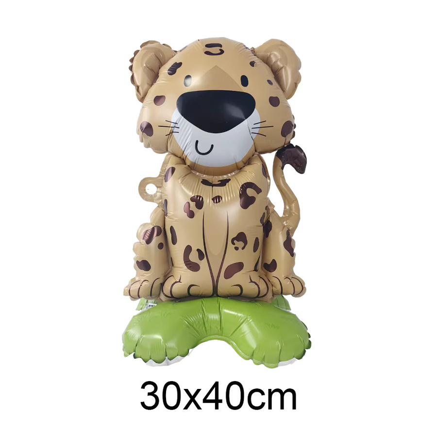 Cartoon Tier Stehende Ballons für Kindergeburtstage im Dschungel-Safari Design mit Löwe, Zebra, Leopard, Hase, Pfau und Giraffe - Bild 2
