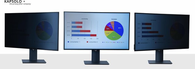 KAPSOLO 4-Wege Blickschutzfilter für 46,73 cm (18,4 Zoll) Wide 16:9 Monitor, abnehmbare Privatsphäre-Folie, Transparent, 30 Grad Sichtwinkel - Bild 1