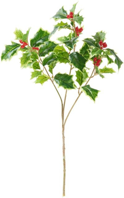 Künstlicher Ilex Zweig Green mit Beeren in Grün, Länge: 40 cm - Bild 1
