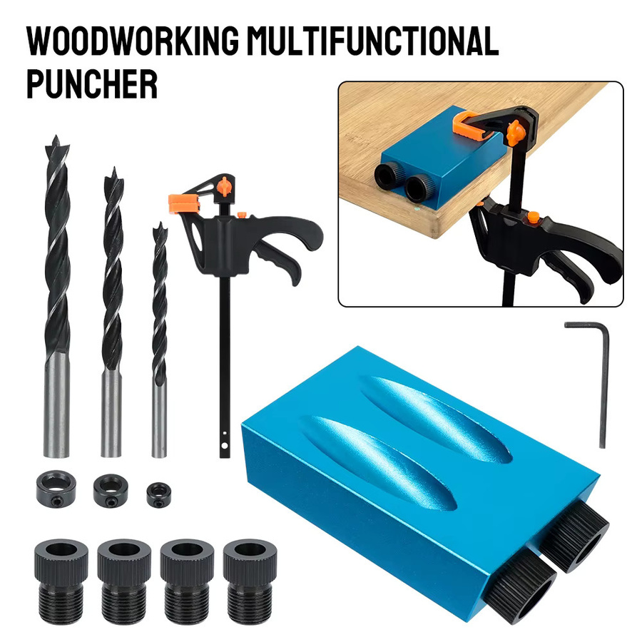 NICEYARD 15 Grad Taschenloch-Jig-Set mit Bohrer-Set und Locher in Blau für die Holzbearbeitung - Bild 5