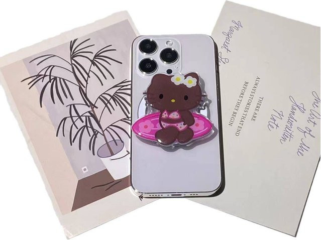Sanrio Hello Kitty Kuromi Handyhülle mit magnetischem Ständer und ausziehbarem Fingerringgriff für MagSafe, transparent - Bild 1