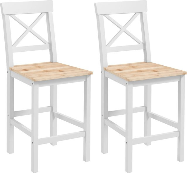 HOMCOM Barhocker Set aus 2 Stück, Laudhaus Thekenhocker aus Massivholz mit Kreuzrücken und Fußstütze, Farbe: Braun - Bild 1