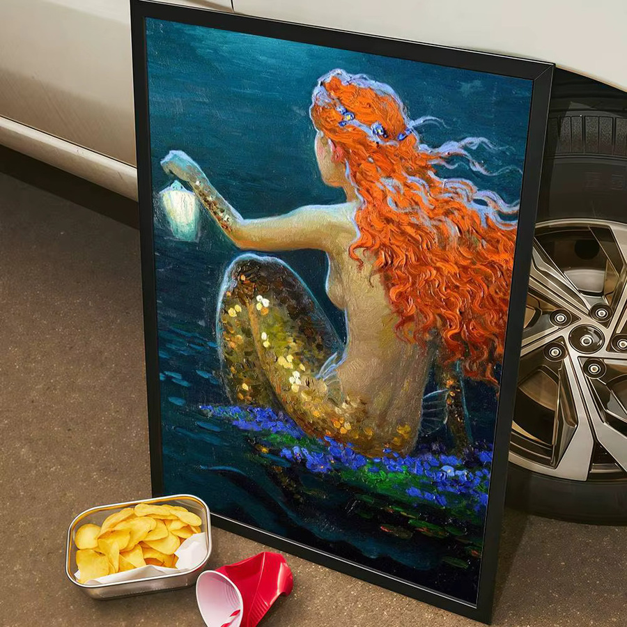 Victor Meerjungfrau Kunst Poster Whitepaper Wandkunst Malerei in Weiß ohne Rahmen - Bild 4