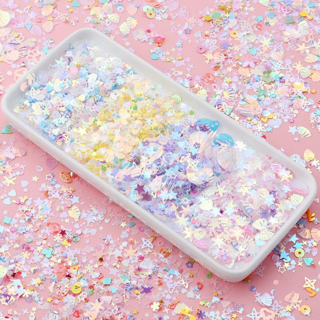 Gemischte PVC-Pailletten in Pink und Multicolour für Bastelbedarf und DIY-Maniküre, 4–8 mm, 25 g pro Beutel - Bild 1