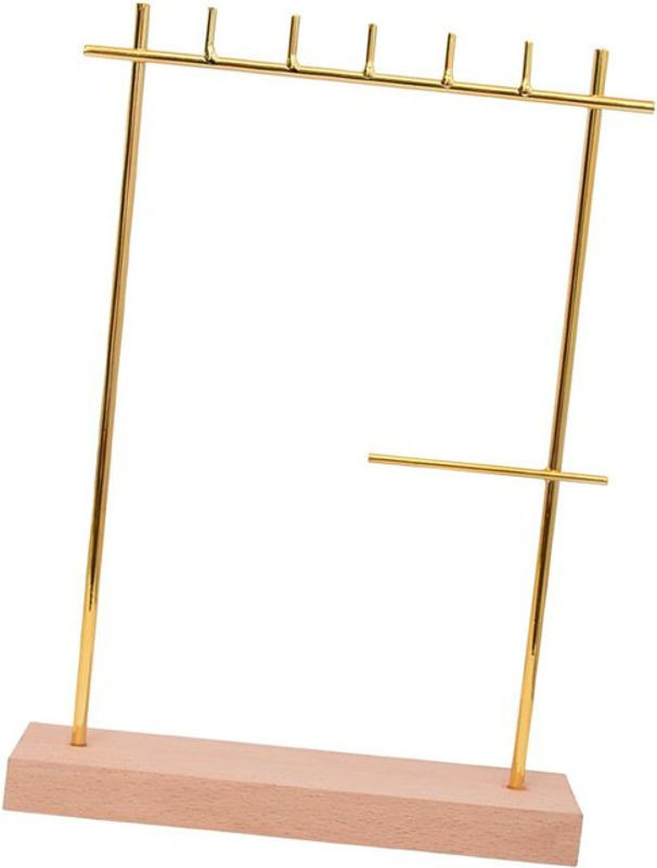 Hängender Schmuckständer für Ohrringe als Organizer und Vitrine in Gold, B/H: 24,5 x 24,5 cm - Bild 1