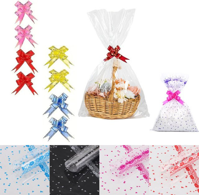 Transparente Zellophan-Geschenkbeutel mit Pull Flower Design für Geschenkkörbe aus Kunststoff - Bild 1