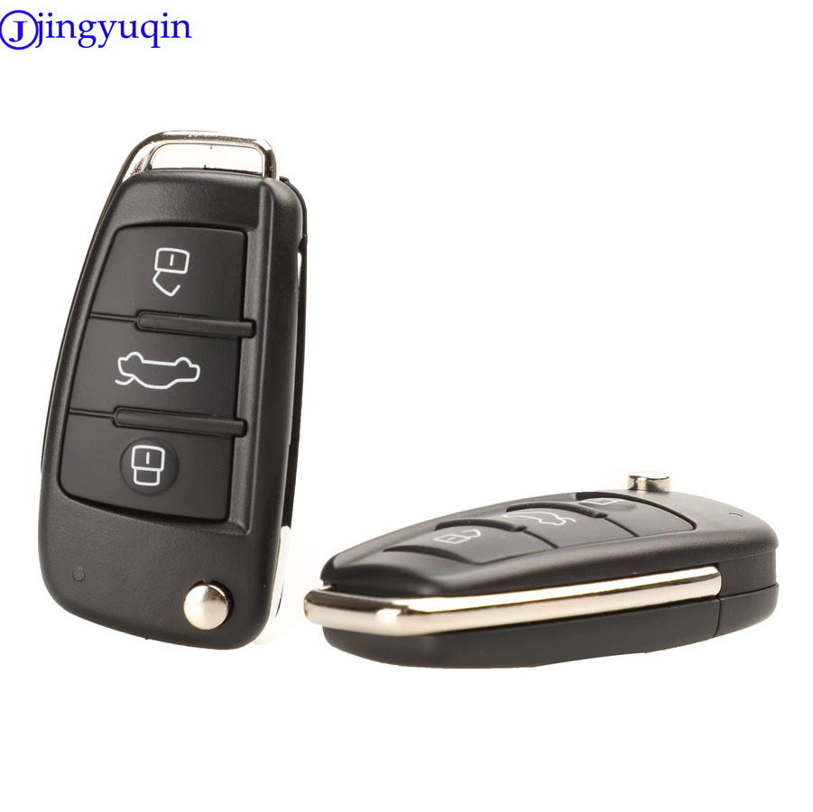 Jingyuqin Faltfernbedienung Flip Car Key Case Shell Fob Ersatz für Audi A2 A3 A4 A6 A6L A8 Q7 TT in Schwarz - Bild 2