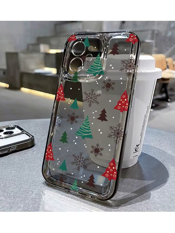 Stoßfeste transparente Silikonhülle mit Schneeflocken-Weihnachtsbaum-Design für Apple iPhone 16 15 14 13 12 11 Pro Max Pro Air - Bild 3