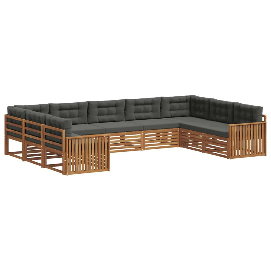 vidaXL Sofagarnitur 9-teilig aus Akazien-Massivholz in Natur und Anthrazit mit modernem Latten-Design - Bild 2