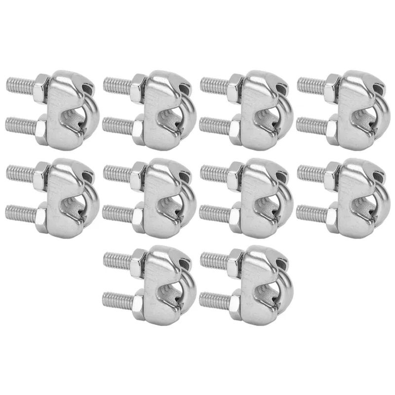 Meterk 10er Set M4 U-Bolzen Drahtseilklemmen aus Edelstahl in Silber und Weiß für 3/16 Zoll Kabel - Bild 2