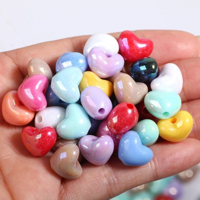 Laudsong Acryl-Perlen, Herzform, bunt, 10 x 13 mm - Bild 1