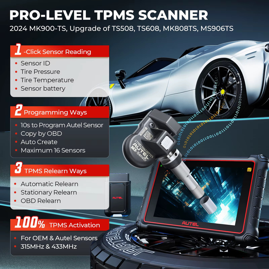 Autel MK900TS TPMS Diagnose-Scanner mit DoIP und CAN FD in Schwarz - Bild 3
