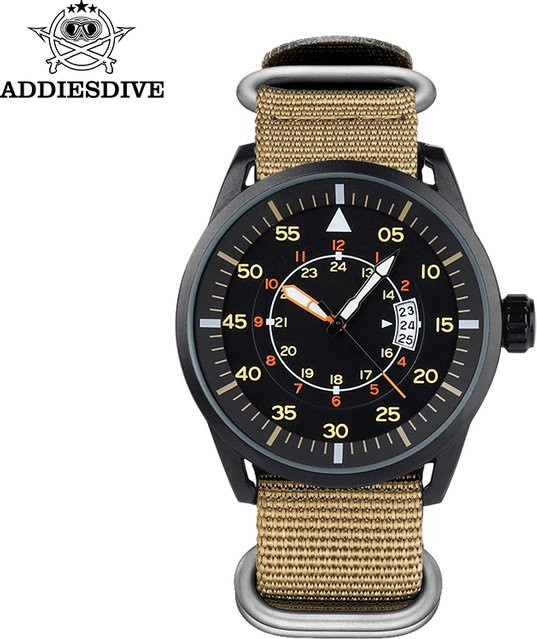 ADDIESDIVE Armbanduhr, Quarz, Textil/NATO, Grün, Herren - Bild 1