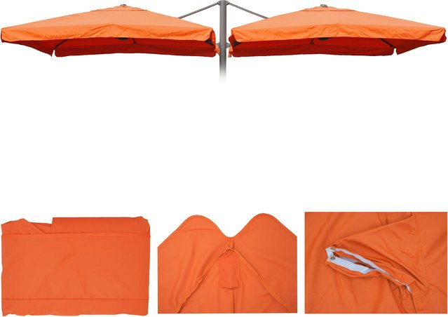 Ersatz-Sonnenschirmbezug T44 für Doppel-Ampelschirm von MCW, 8 Streben, Polyester, Farbe: Orange, B x B: 3 x 3 m - Bild 1