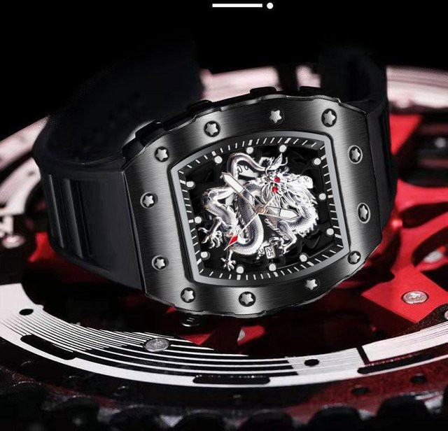 STARPERISH Armbanduhr Tonneau, Quarz, Silikon, Schwarz, Herren - Bild 1