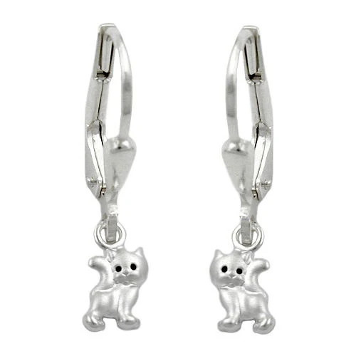 SIGO Ohrringe Brisur Katze, 925 Silber, matt-glänzend, Unisex - Bild 1