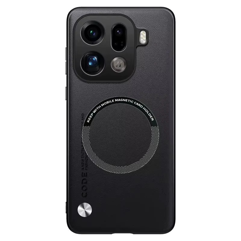 Magnetische Business Schutzhülle aus Leder und Carbon Fiber für OPPO Find X9 Pro in Schwarz - Bild 2