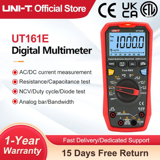 UNI-T Digitales Multimeter UT161E UT161D UT161B mit 1000V DC AC Voltmeter und Kapazitätstester in Rot - Bild 1