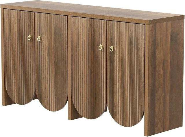 okwish Sideboard modern mit 4 Türen und verstellbaren Einlegeböden, Braun, B: 147 cm, T: 40 cm, H: 80 cm - Bild 1