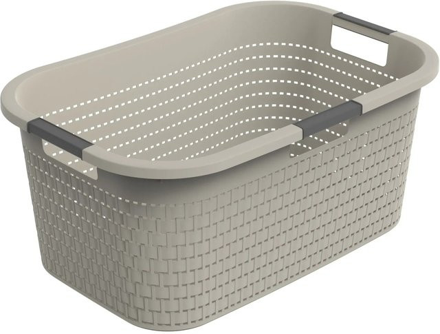 Wäschekorb Rotho Country 40 in Cappuccino mit Griffen aus Kunststoff in Rattan-Optik - Bild 1