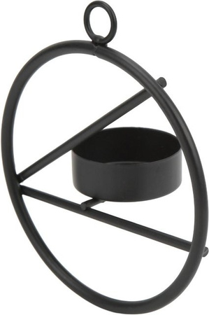 Shoemst Kerzenständer für Tealights aus Metall, rund und minimalistisch, Schwarz