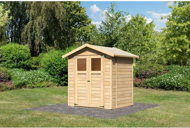 Karibu Holz-Gartenhaus Östersund mit Satteldach in Natur, Unbehandelt, B/T/H: 149 x 177 x 219 cm - Bild 1