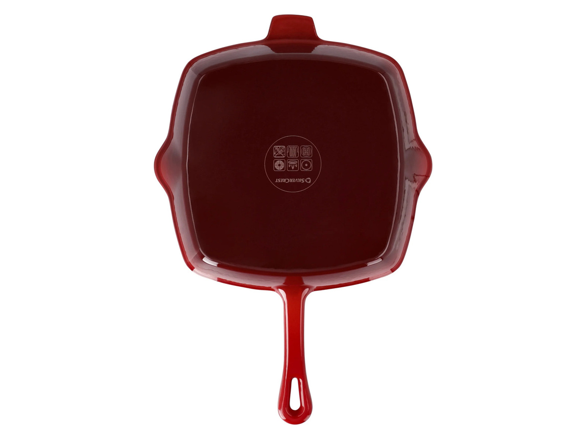 SILVERCREST® Grillpfanne aus emailliertem Gusseisen, Rot, Durchmesser: 24 cm - Bild 3
