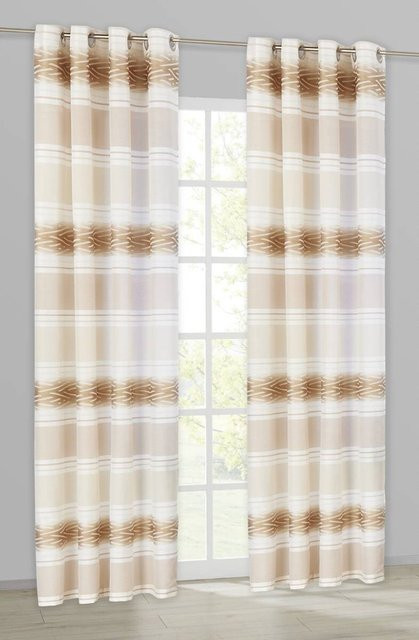POCOline Ösenvorhang Sharon beige halbtransparent aus Polyester Breite: 140 cm, Höhe: 245 cm - Bild 1