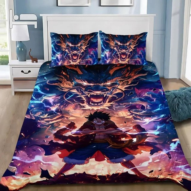 Lodestar Anime Bettwäscheset mit Luffy Motiv, 3-teilig, Mehrfarbig, B/H: 173 x 218 cm - Bild 1