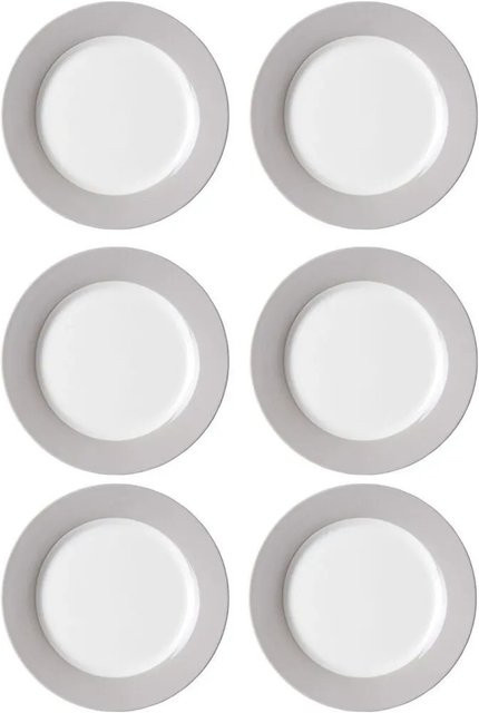 Ritzenhoff & Breker DOPPIO Dessertteller aus Porzellan, Grau, 6er Set, Durchmesser: 20 cm - Bild 1