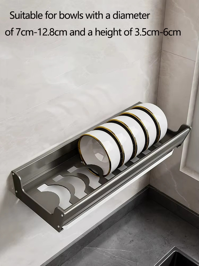 Wandmontiertes Abtropfgestell aus Metall für die Küche in Schwarz, Rechteckig - Bild 4