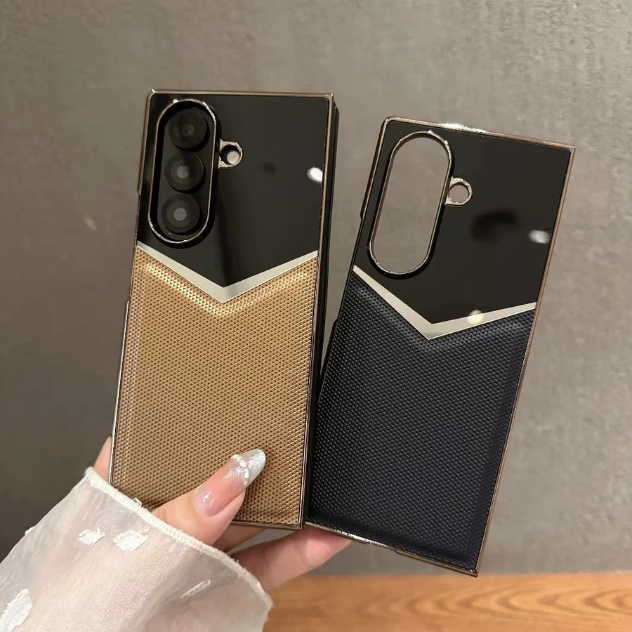 Luxuriöse Leder-Handyhülle für Samsung Galaxy Z Fold 7, 6, 5, 4, 3 in Schwarz mit integriertem Displayschutz und stoßfestem Design - Bild 1