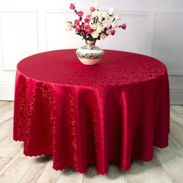 Elegante runde Tischdecke von A Family Of Home Textiles mit floralem Morning Glory Print in Rot, Durchmesser: 260 cm - Bild 1
