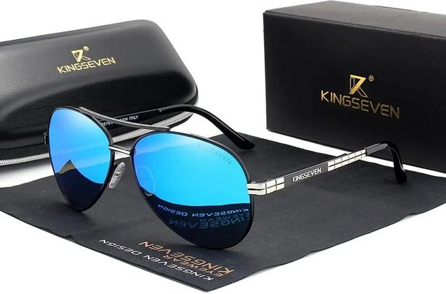 Kingseven Sonnenbrille Aviator, Metall, Vollrand, polarisiert, Herren - Bild 1