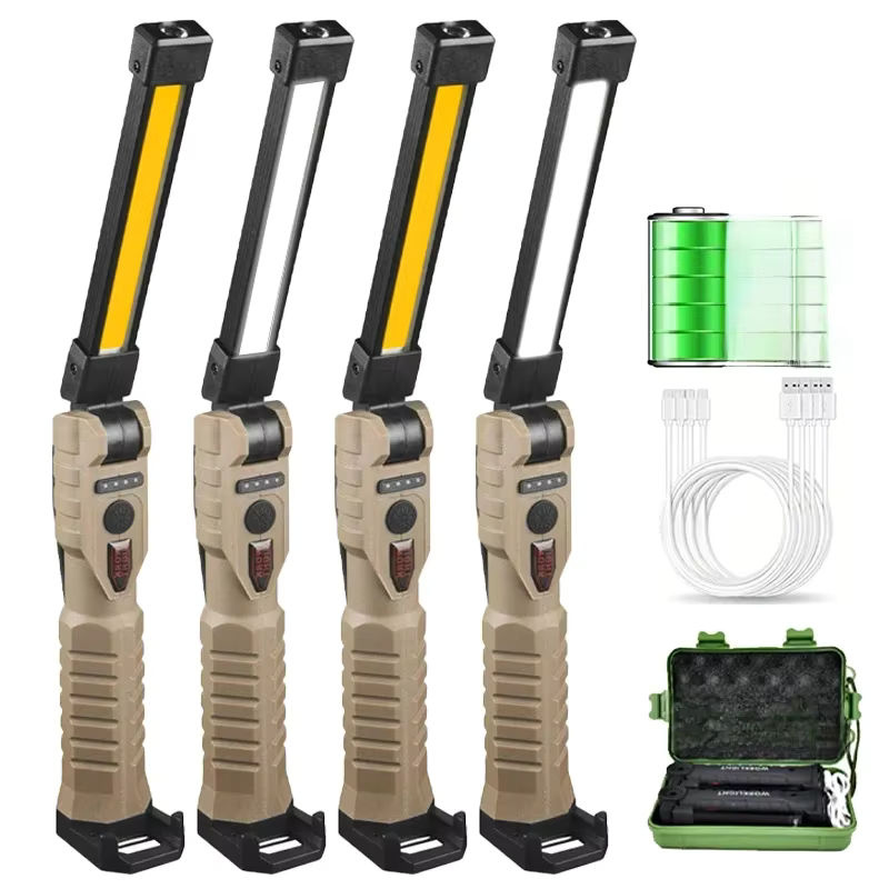 XIWANGFIRE Faltbare COB-LED-Arbeitsleuchte mit Hängehaken und Magnet, USB-wiederaufladbar, Schwarz - Bild 7