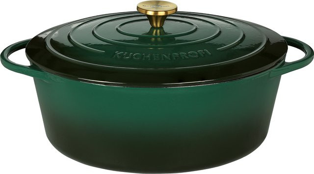 Bratentopf KÜCHENPROFI PROVENCE aus emailliertem Gusseisen, Farbe: Grün, B/T/H: 40,5 x 26,0 x 8,0 cm - Bild 1