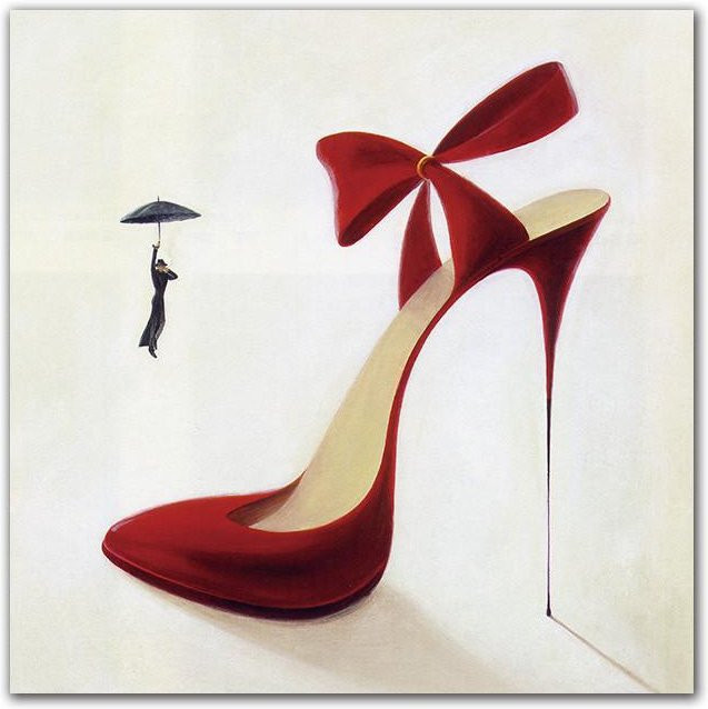 Leinwand Kunstdruck Mode High-Heels Schuhe Poster für dein Mädchenzimmer oder den Beauty Salon, Farbe: Rot, B/H: 50 x 50 cm, ohne Rahmen - Bild 1