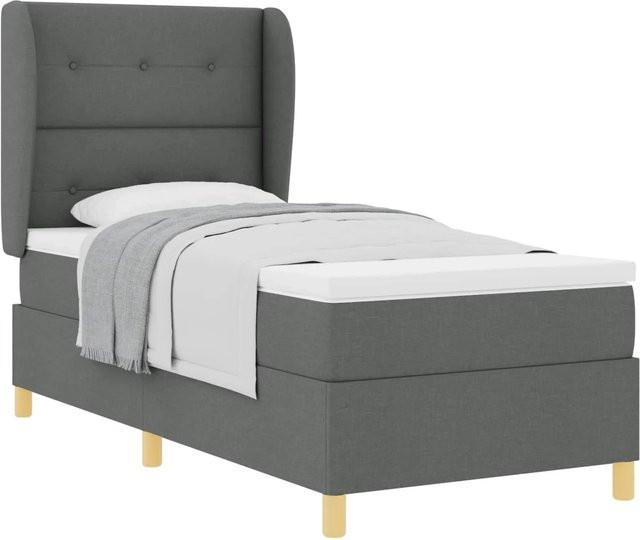 vidaXL Boxspringbett mit Matratze in Grau, B/T/H: 90 x 190 cm - Bild 1