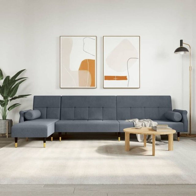 Vidaxl Schlafsofa in L-Form aus Samt in Anthrazit, B/T/H: 271 x 140 x 70 cm - Bild 1
