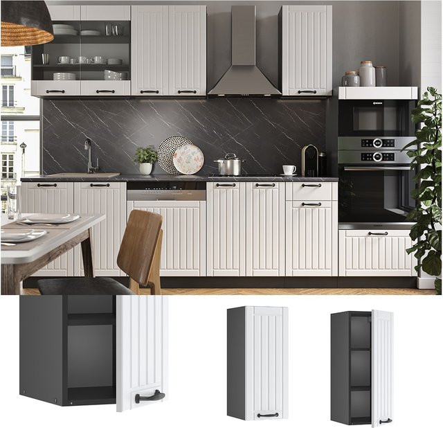 Vicco Hängeschrank Fame-Line Küchenschrank im Landhausstil, Weiß/Anthrazit, Breite: 30 cm - Bild 1
