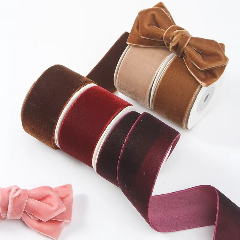 Einseitiges Samtband in Multicolour für Kleidung, DIY-Haarschleifen und Bastelzubehör, 5 Yards Länge, Breite: 6 mm bis 38 mm - Bild 2