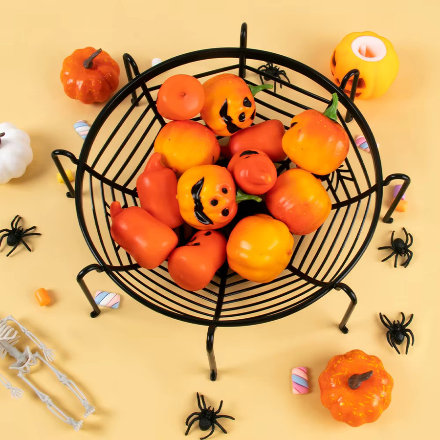 Halloween Spinnennetzschale als Süßigkeitenkorb für Kinder, Obstteller und Partydekoration in Schwarz und Orange aus Kunststoff - Bild 1