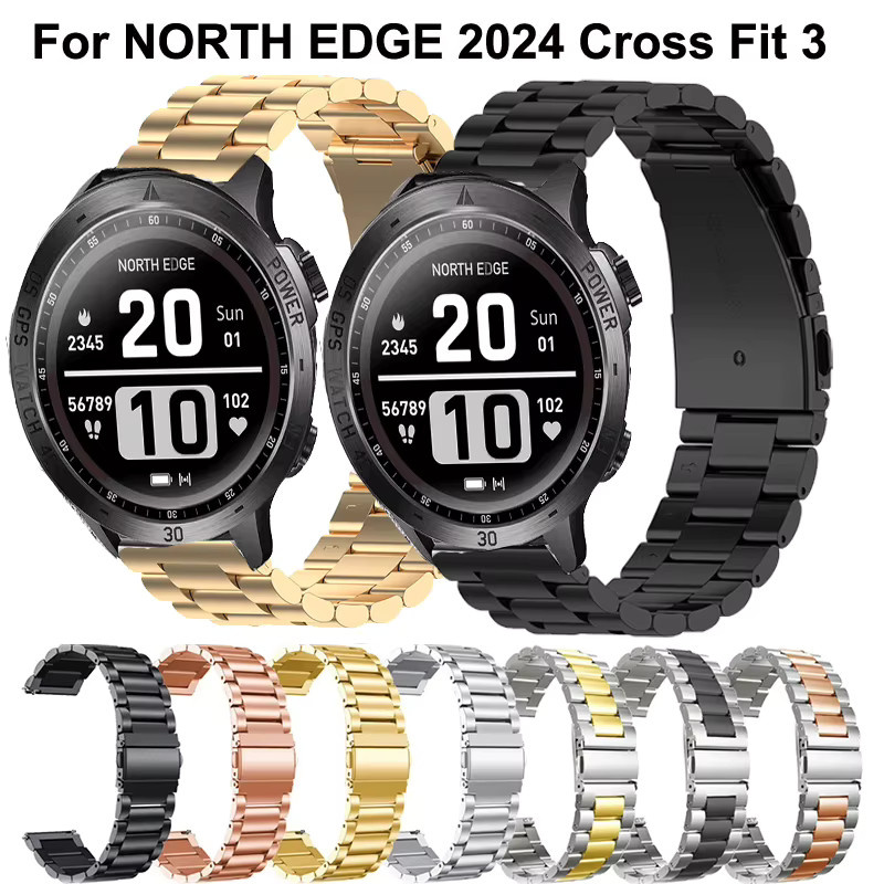 NORTH EDGE Smartwatch-Armband, Edelstahl, Silber, Herren, 22 mm - Bild 3