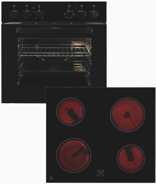 Exquisit Herdset EHE246-020-Set in Schwarz mit Glaskeramik-Kochfeld und Einbaubackofen - Bild 1