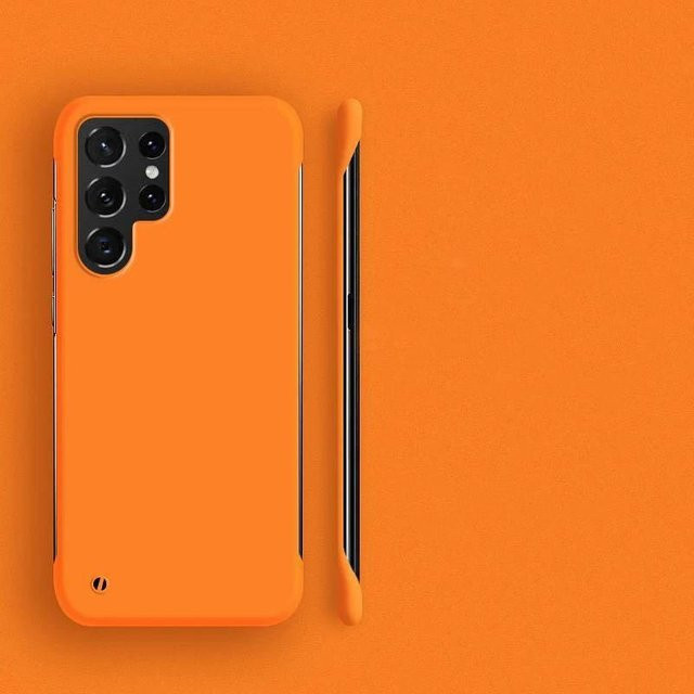 Schlanke PC-Hartschalen Hülle für Samsung Galaxy S25 Ultra S24 Plus S23 S22 S21 S20 S24 FE Note 20 Ultra Matte Weiche Abdeckung in Orange - Bild 1