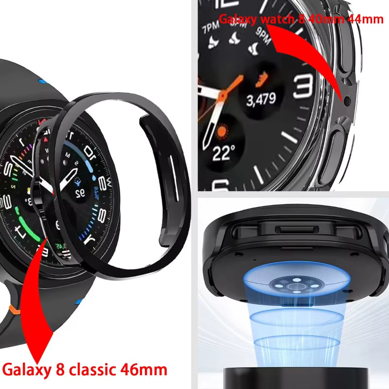 CAOWTAN Schutzhülle mit Silikonband für Samsung Galaxy Watch 8 Classic 46, Galaxy Watch 8 40 und 44, PC-Gehäuse und ausgehöhlte Schutzabdeckung - Bild 2