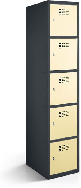 rotstahl Fächerschrank mit 5 Fächern aus Stahlblech in Beige, B/T/H: 40 x 50 x 180 cm - Bild 1