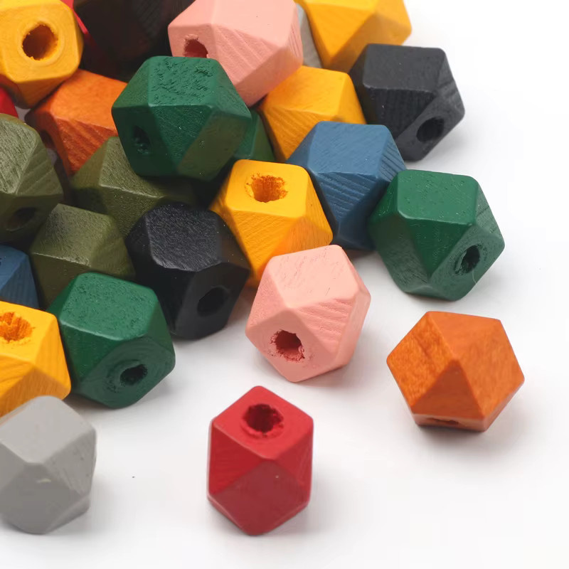Laudsong Holzperlen, achteckige geometrische Würfel, gemischte Farben - Bild 2