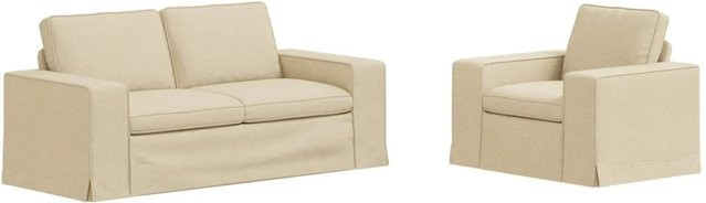 vidaXL Sofa 2-teiliges Set Creme mit Stoffbezug und Metallrahmen B/T/H: 182 x 80 x 82 cm und 103 x 80 x 82 cm - Bild 1
