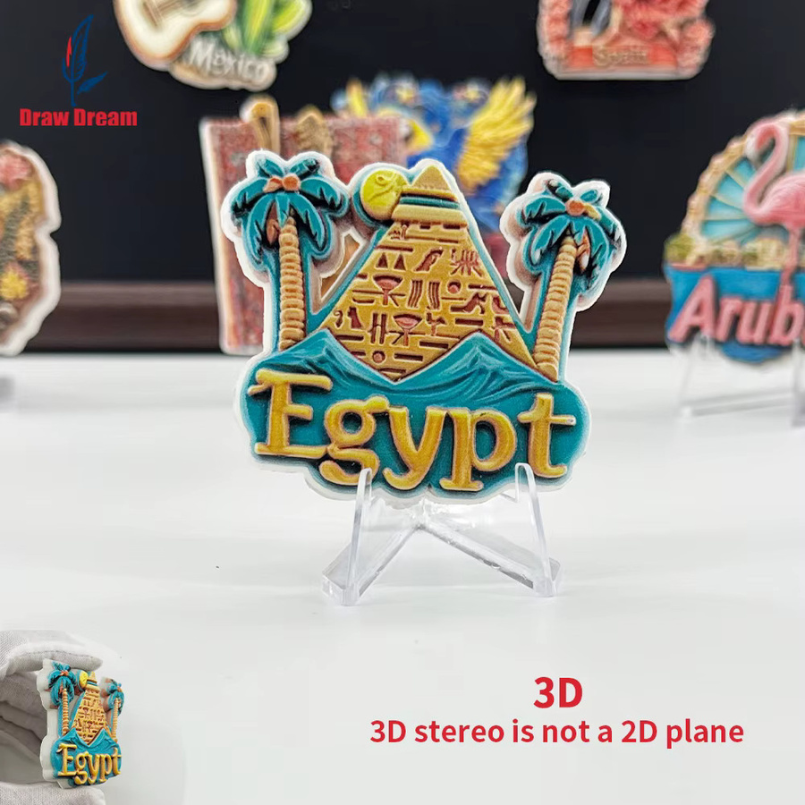 Ägyptische Wüstenoase 3D Stereoskopischer Kühlschrankmagnet als kreatives Reise-Souvenir und Heimdekoration in Multicolour - Bild 3